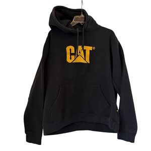 Caterpillar CAT Black Embroidered Logo Pullover Workwear Hoodie W10646 Men Large